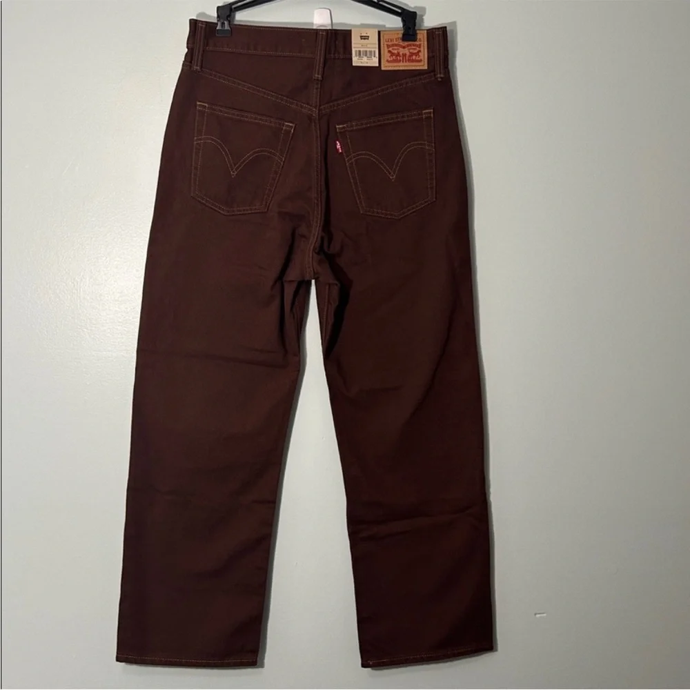 Levi’s 29x27 Jeans Ribcage Straight Ankle Brown Exposed Snap Fly 100% cotton NWT - Picture 4 of 14